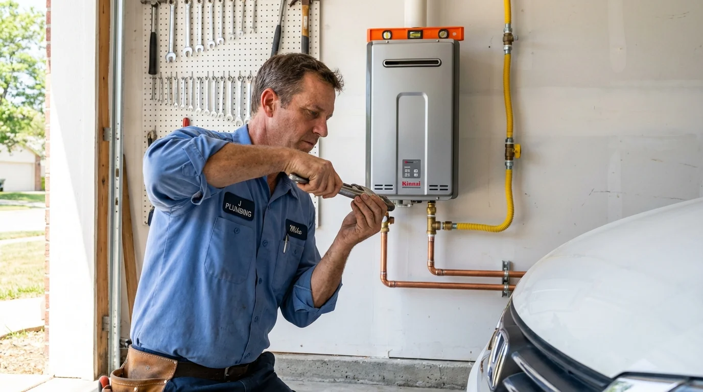 Tankless water heater installation by a Johns Plumbing LLC plumber in Rydal